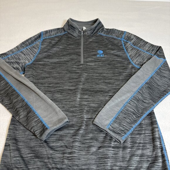 AT&T Employee Uniform Grey Blue Reversible 1/4 Zip Pullover Sweater Med - Picture 2 of 9